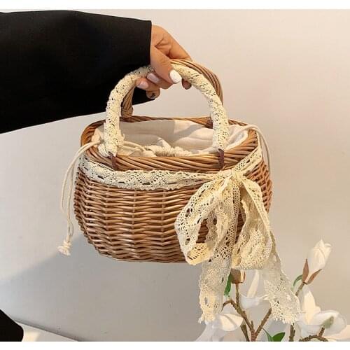 Woven Tote Bag Basket Bag 2021 Summer New High-quality Straw Womens Designer Handbag Beach Travel Bag Portable Small Bucket Bag