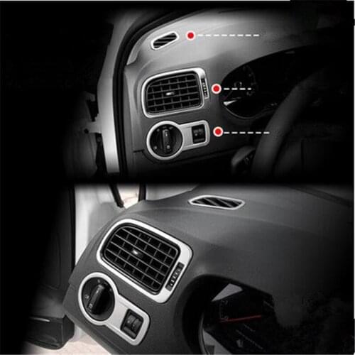 Car stainless steel Interior Dashboard Air Outlet Cover Trim Fit For Volkswagen Polo 2014-2017 Car Styling