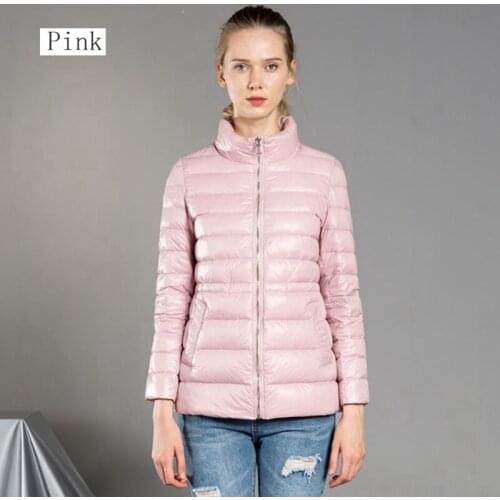 New style Frivolous cotton down jacket short stand collar slim black womens coats red warm purple plus size duck down overcoat