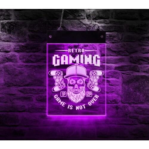 Retro Gaming LED Wall Lighting Sign Classic Gamepads Acrylic Hanging Display Board Novelty Light Man Cave Game Room Art Decor