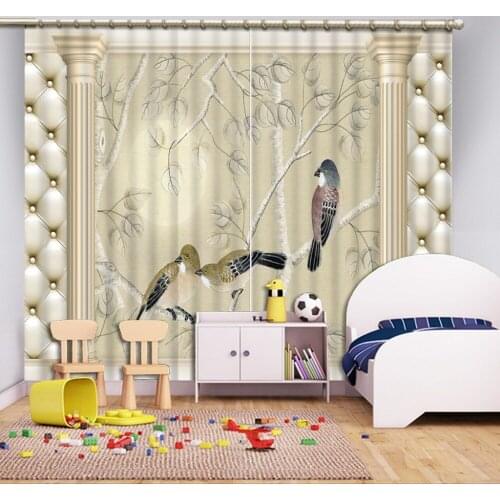 Roman curtains for living room 3d curtains Roman column bird tree blackout curtains for living room home decor decoration