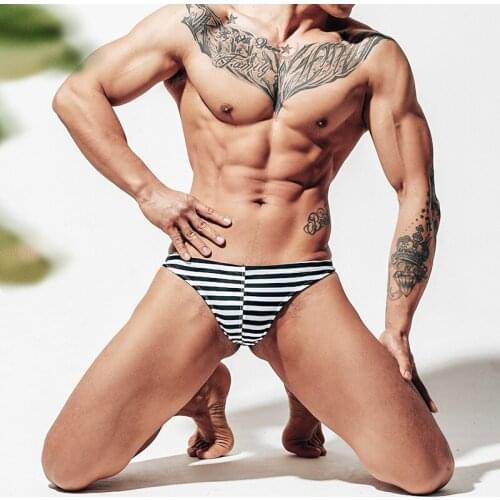Sexy Breathable Tanga Thong Lingerie Mens Underwear T-Shaped G-String Briefs Fashion Striped Short Male Personalized Gay Trunks