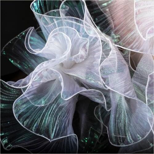 Width 4'' Transparent Three Dimensional Gradient Organza Lace Fabric By The Yard For Shirt Dress Accessories Material