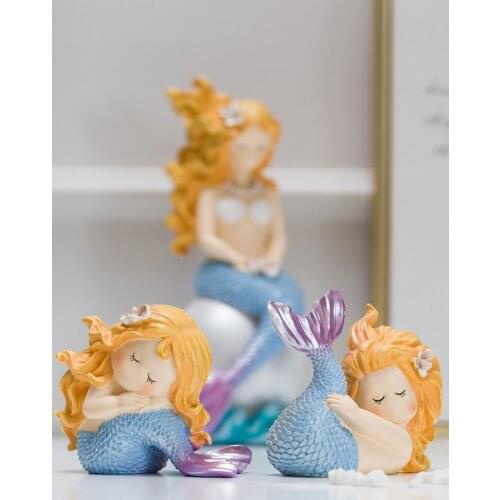 NORDIC CARTOON RESIN MERMAID ORNAMENTS ART HOME LIVINGROOM TABLE FURNISHINGS CRAFTS TV CABINET OFFICE DESKTOP FIGURINES CRAFTS