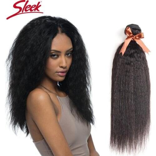 Sleek Remy Natural Hair Bundles Deal Peruvian Yaki Straight Human Hair 10-24 inches Bundles Weave Hair Extension
