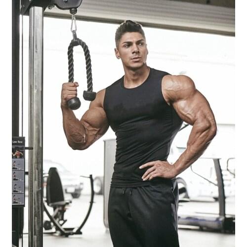 Gym Tank Top Men Stringer Workout Vest Fitness Sport Sleeveless Shirt Singlet Quick Dry Bodybuilding Tight Tank Top Undershirt