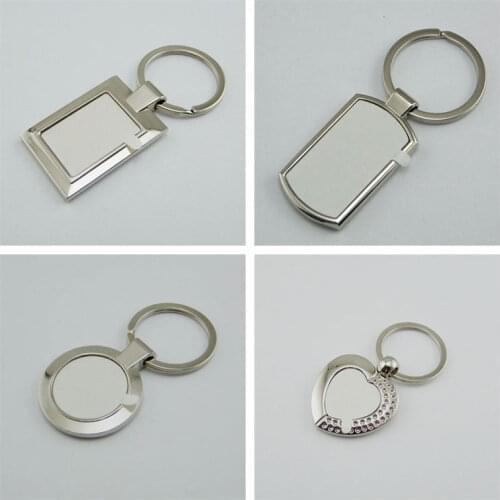 Sublimation keychains blank metal square round heart key ring hot transfer printing custom consumables 15pieces/lot