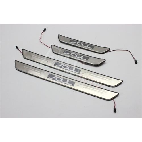 Stainless Steel Led Door Sill Scuff Plate Guard Sills Protector Trim For KIA Soul 2008-2018