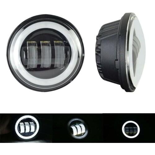 2PCS 4.5 inch Motorcycle LED Fog Light DRL Halo Angel Eyes 30W Round LED Fog Lamps 4 1/2 Auxiliary Passing Lamps for Motorcycles