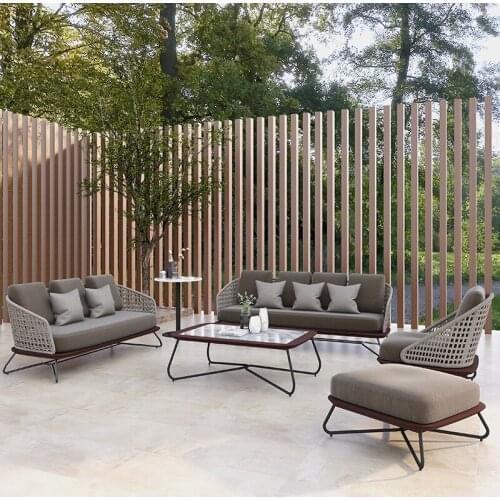 Outdoor rattan sofa combination outdoor courtyard tea table rope woven aluminum alloy furniture