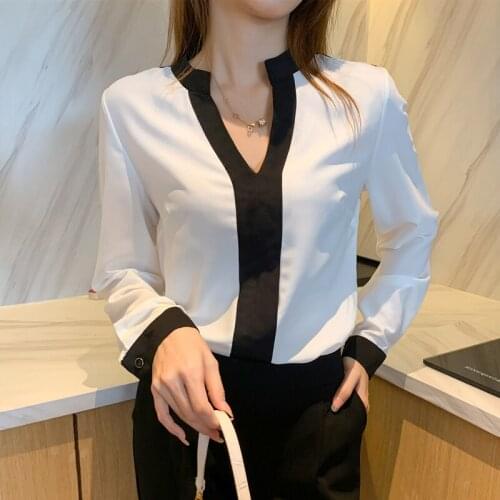 Woman Feminina WomenS Vintage Blouse Fashion Clothes 2020 Spring Autumn Long Sleeve V-Neck Shirts Female D0189