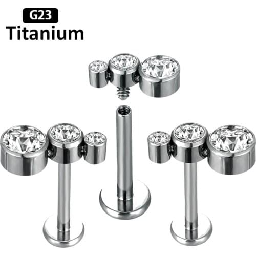 New G23 Titanium Piercing Women Ear Stud With Built-In Screw Stud Lip And Bone Stud Earrings Fashion Body Piercing Jewelry 16G