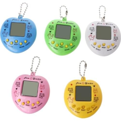 LCD Virtual Digital Pet Handheld Electronic Game Machine With Keychain Heart Shape
