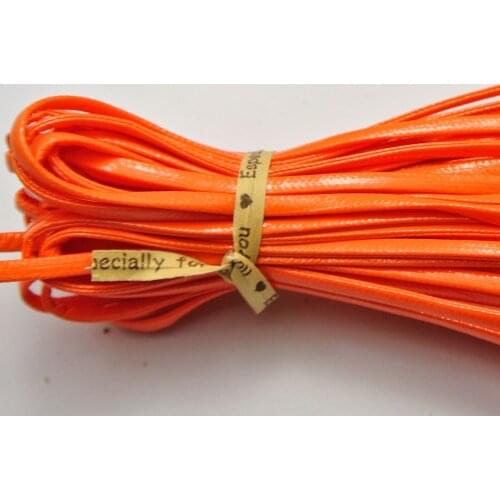 10 Meter Orange Flat Soft Synthetic Leather Jewelry Cord Lace String 3X1mm