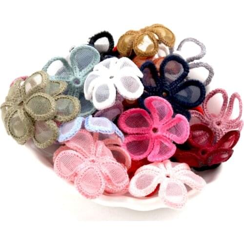 10pcs Beautiful Lace Flower Applique Trim Embroidered Lace Patches For Handmade Garment Accessories Decoration Sewing DIY 35mm