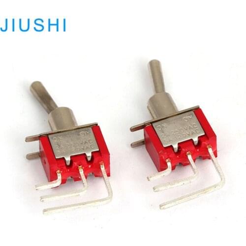MTS-102C4 mounting hole 6mm red toggle switch 2 position 3 bent terminals