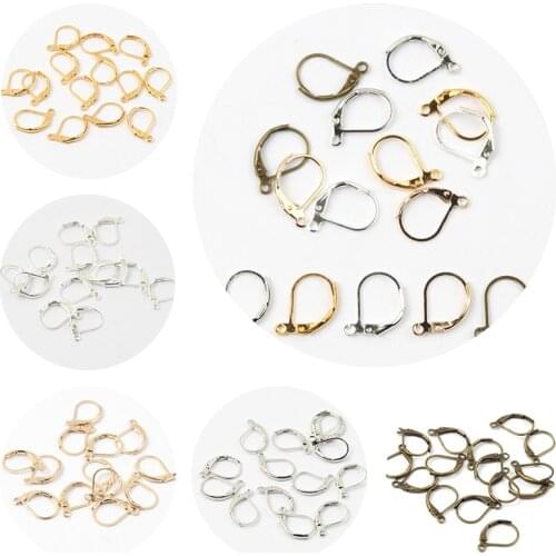 20pcs 10x16mm Oval Colorful French Style Ear Wire Clip Hooks with Loop For Fashion Jewelry Making DIY Handmade Earring Supplies