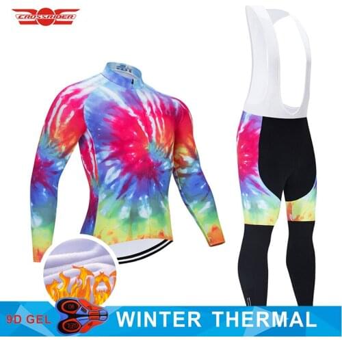 2021 Winter Thermal Fleece Cycling Clothing Mens Long 9D Set MTB Ropa Ciclismo Bike Wear Bicycle Clothes Cycling Pro Jersey