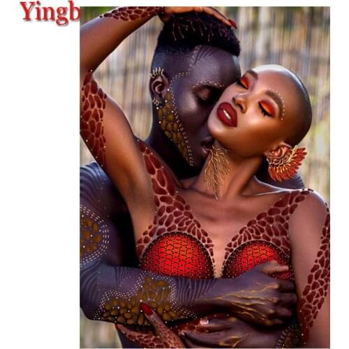 5D DIY Diamond Painting African couple Full Drill Embroidery Beads Cross Stitch Kit Diamond Pictures Rhinestone Decor Needlework