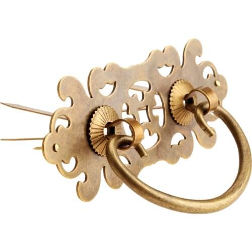 65mm Vintage Wooden Box Handles and Knobs Antique Brass Cabinet Furniture Handle Door Pull Handle Decorative Furniture Fittings