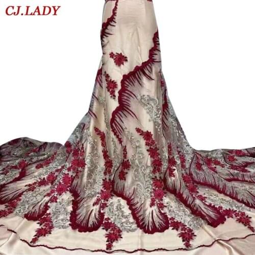 African French 3D Tulle Lace Fabric 2021 High Quality Lace With Sequins Nigerian Lace Fabrics For Wedding Dress Sewing Clothing