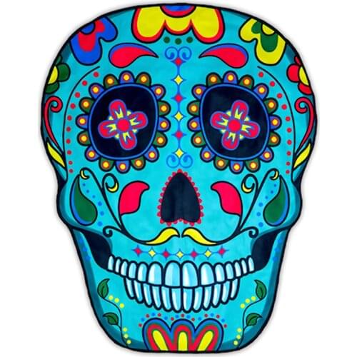 Free shipping Novelty Gift Gothic Cool Sugar Skull Flower Print Swim Pool Bath Beach Towel Wrap Blanket Cover-up Drop Shipping