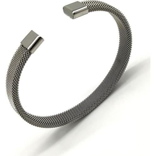 Somsoar Stainless Steel Silver Color Mesh Bracelet Wristband hand-made Mesh Bangles 10pcs/lot