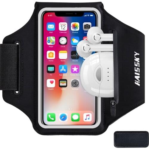 Haissky 6.5 inch Running Armband For iPhone 12 11 Pro Max XR Samsung Note 20 S21 S20 S10 GymSports Arm Band Strap Holder Pouch