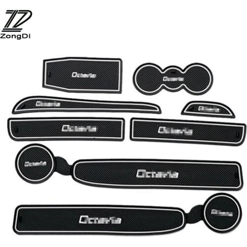 ZD 8pcs Car cup mat door gate slot pad for Skoda Octavia A7 A5 2 Accessories 2007 2008 2010 2011 2012 2013 2014 2015 2016 2017