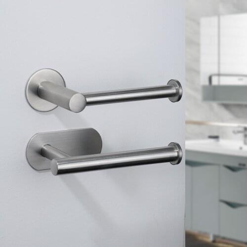 Punch Free Kitchen Roll Paper Accessory Wall Mount Paper Holder Stainless Steel Bathroom Tissue Towel Accessories Rack Holders