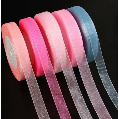 12mm(45meters/roll) Organza Ribbon Wrapping Christmas Party Home DIY Gift Packaging Wedding Decoration Tapes DIY Chiffon Ribbons
