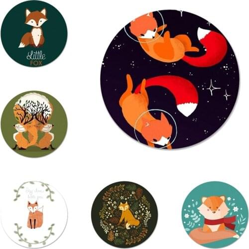 Cute Fox In Autumn Icons Pins Badge Decoration Brooches Metal Badges For Clothes Backpack Decoration 58mm