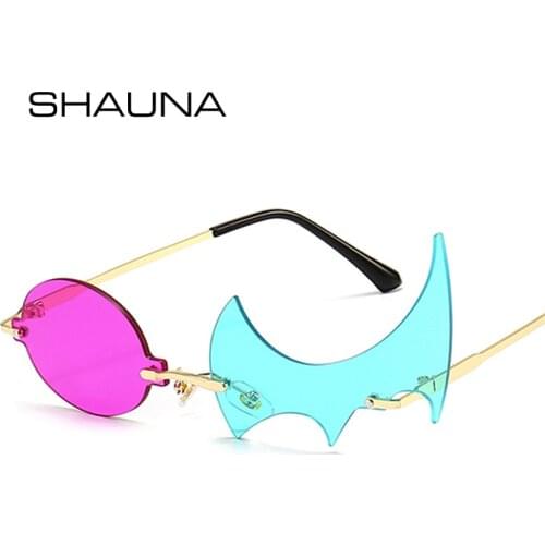 SHAUNA Fashion Round Flame Polygon Sunglasses Women Vintage Rimless Ocean Lens Eyewear Shades UV400 Men Sun Glasses