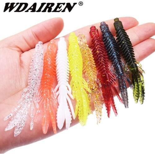 10Pcs Fishy Smell Shrimp Soft Bait 7cm 2g With Salt Floating Silicone Worm Fishing Lure Jig Wobblers Swivel Twintail Swim Baits