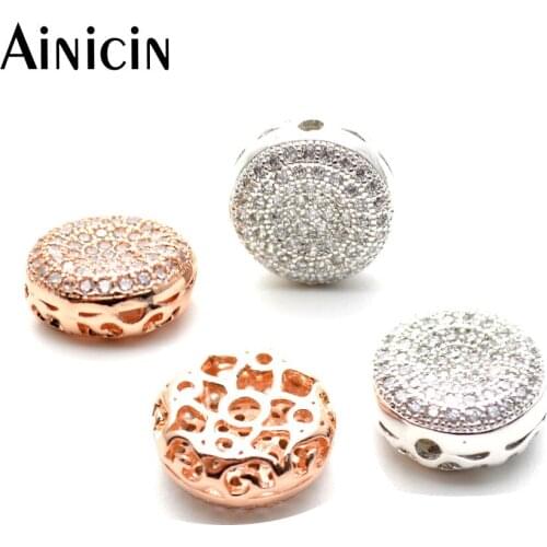 20pcs Rhinestone Crystal Setting Sunk Coin Shape Silver Rose Gold Plating 11mm DIY Jewelry Making Beads