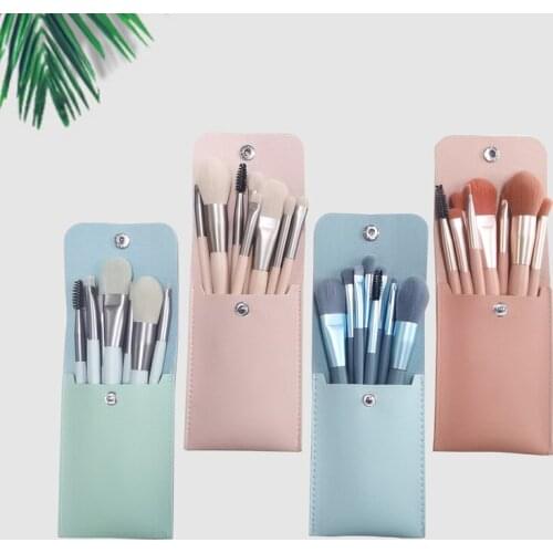 8PCS Mini Makeup Brush Set With Wooden Handle New Portable Beginner Soft Hair Beauty Tool Brush
