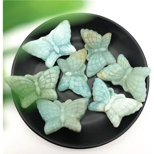 Natural Amazonite Butterfly Sky Blue Hand Carved Polished Crystal Butterfly Shaped Stones Natural Stones and Minerals