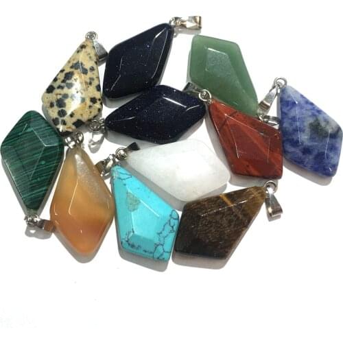 Natural Stone Rhombus Crystal Agates Pendants Charm Necklace Pendant for Jewelry Making DIY Necklace Necklace Accessories