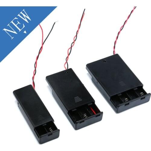 New 2 /3/4* AAA Battery Storage Case Box Holder for AAA Batteries with ON/OFF Switch & Wire Leads DIY