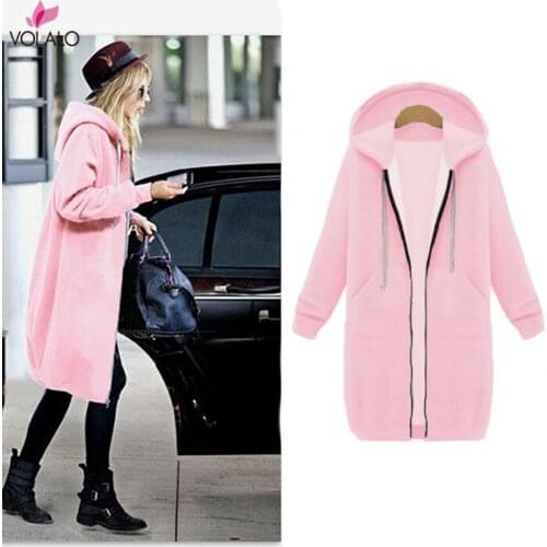 2020 Autumn Winter Casual Women Long Hoodies Sweatshirt Coat Zip Up Outerwear Hooded Jacket Plus Size velvet Outwear Tops