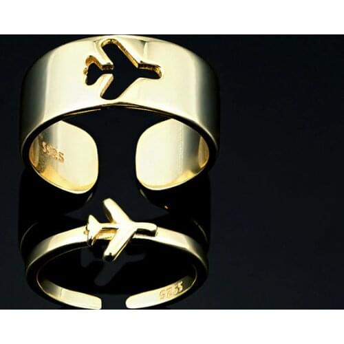 WANTME 925 Sterling Silver Couple Ring Simple Hollow Plane Opening Rings Fashion Simple Friendship Golden Engagement Jewelry