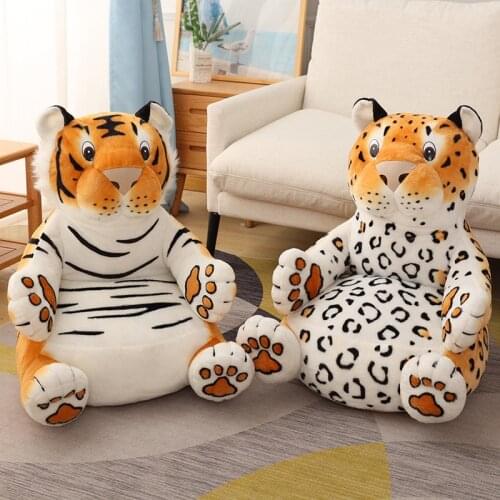 Stuffed Tiger Dog Baby Seats Sofa Support Cover Infant Learning to Sit Plush Chair Filled Seat for Kids Lifelike Animal