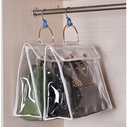 Storage Hanging Bag Wardrobe Organizer Bag Transparent PVC Magnetic Buckle Hanging Organizer Waterproof Robe Sorting Bag