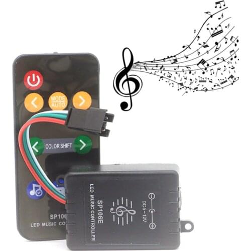 SP106E 9key Led Music/RGB/Pixel Controller WS2811/WS2812B /SK6812 Magic Led Tape Digital Dream Color Music Controller DC 5V-12V