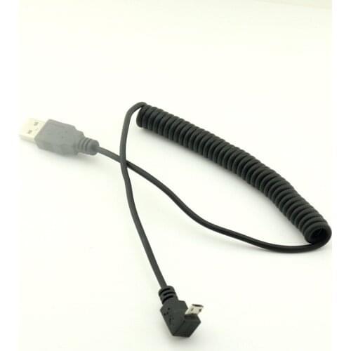 1pcs Spiral Coiled USB 2.0 A Male to Micro USB 5Pin Male Down Angle Adapter Cable 5Ft