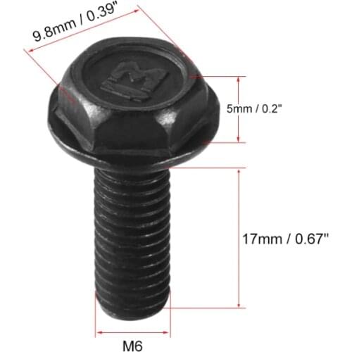 Uxcell 2pcs/lot M6 x 17mm Carbon Steel Hex Flange Bolts Left Hand Thread 8.8 Grade Black Used In Assemblies High Quality New