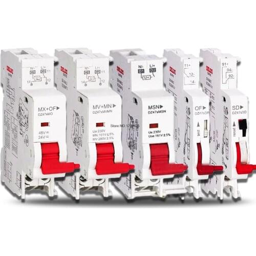 DELIXI DZ47S Alarm Auxiliary Contact/Shut Auxiliary/Over Undervoltage MX+OF/MV+MN/SD/OF for DZ47S Mini Circuit Breaker MCB