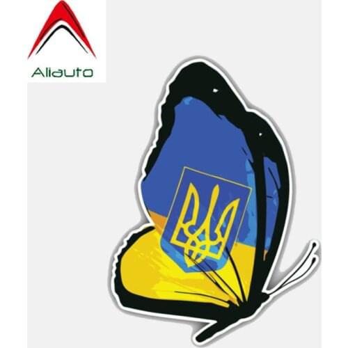Aliauto Funny Car Sticker Ukraine Butterfly Flag Accessories Vinyl Decal Cover Scratches for Jdm Vw Polo Lada Suzuki ,12cm*9cm