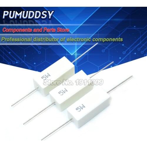 10PCS 5W Cement resistance 0.1 ~ 10k ohm 5% 0.22 0.33 0.5 1 10 100 1K 10K ohm 0.1R 0.22R 0.33R 0.5R 1R 10R 100R