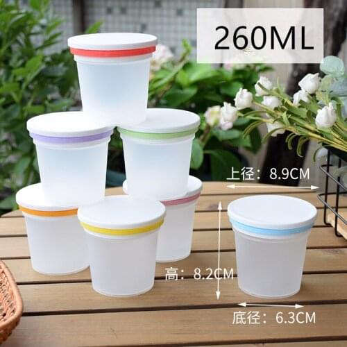 10pcs Net red ice cream cup can be frozen with lid 260ML small cake cup thick plastic matte transparent dessert cups with lids